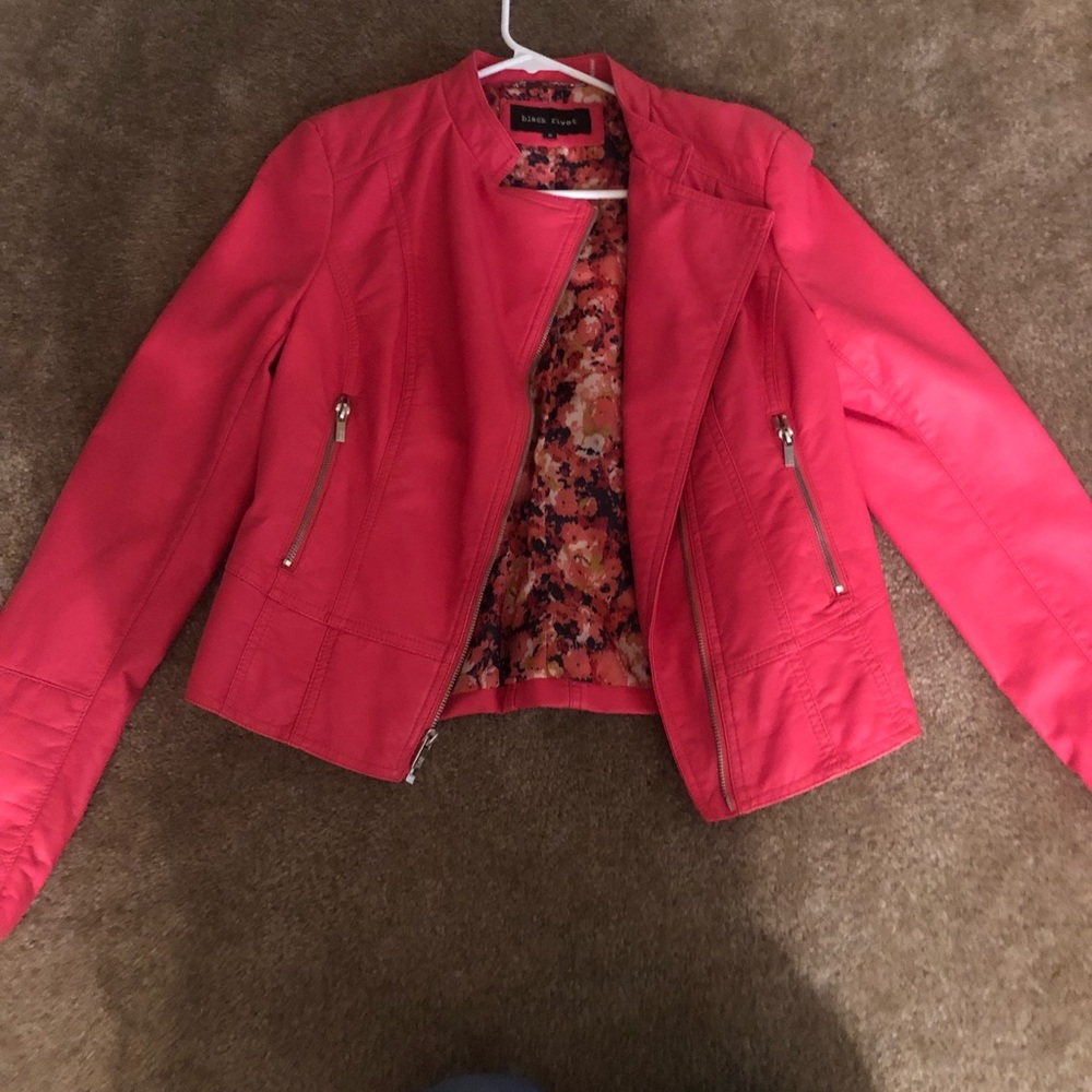Hot pink faux leather jacket